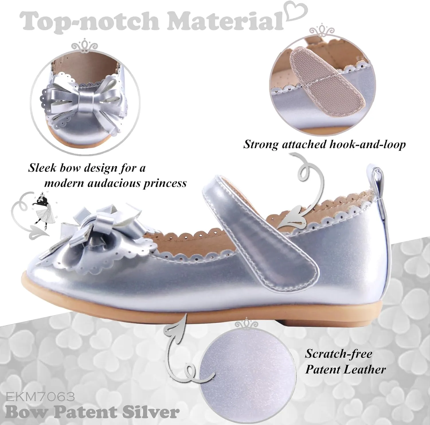 EIGHT KM Toddler Girls Dress Shoes – Girls Mary Jane Shoes | Mary Jane Flats - Ballet Flats – Party, Flower Girl, Wedding Dress Shoes for Girls – Comfortable & Non-Slip Design for Ages up to 7