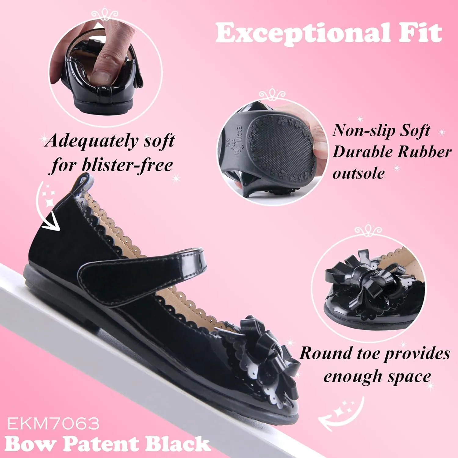EIGHT KM Toddler Girls Dress Shoes – Girls Mary Jane Shoes | Mary Jane Flats - Ballet Flats – Party, Flower Girl, Wedding Dress Shoes for Girls – Comfortable & Non-Slip Design for Ages up to 7