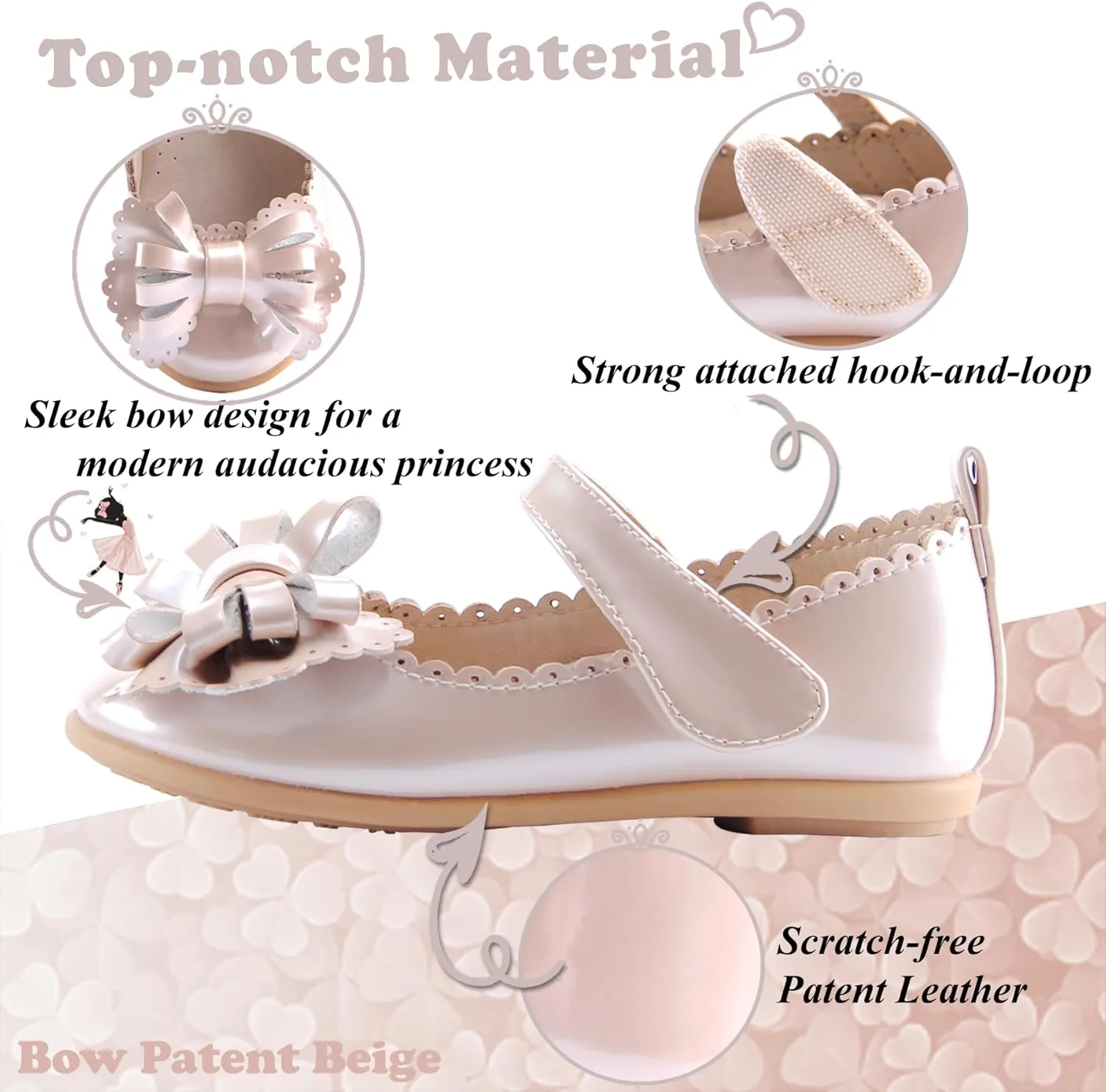 EIGHT KM Toddler Girls Dress Shoes – Girls Mary Jane Shoes | Mary Jane Flats - Ballet Flats – Party, Flower Girl, Wedding Dress Shoes for Girls – Comfortable & Non-Slip Design for Ages up to 7