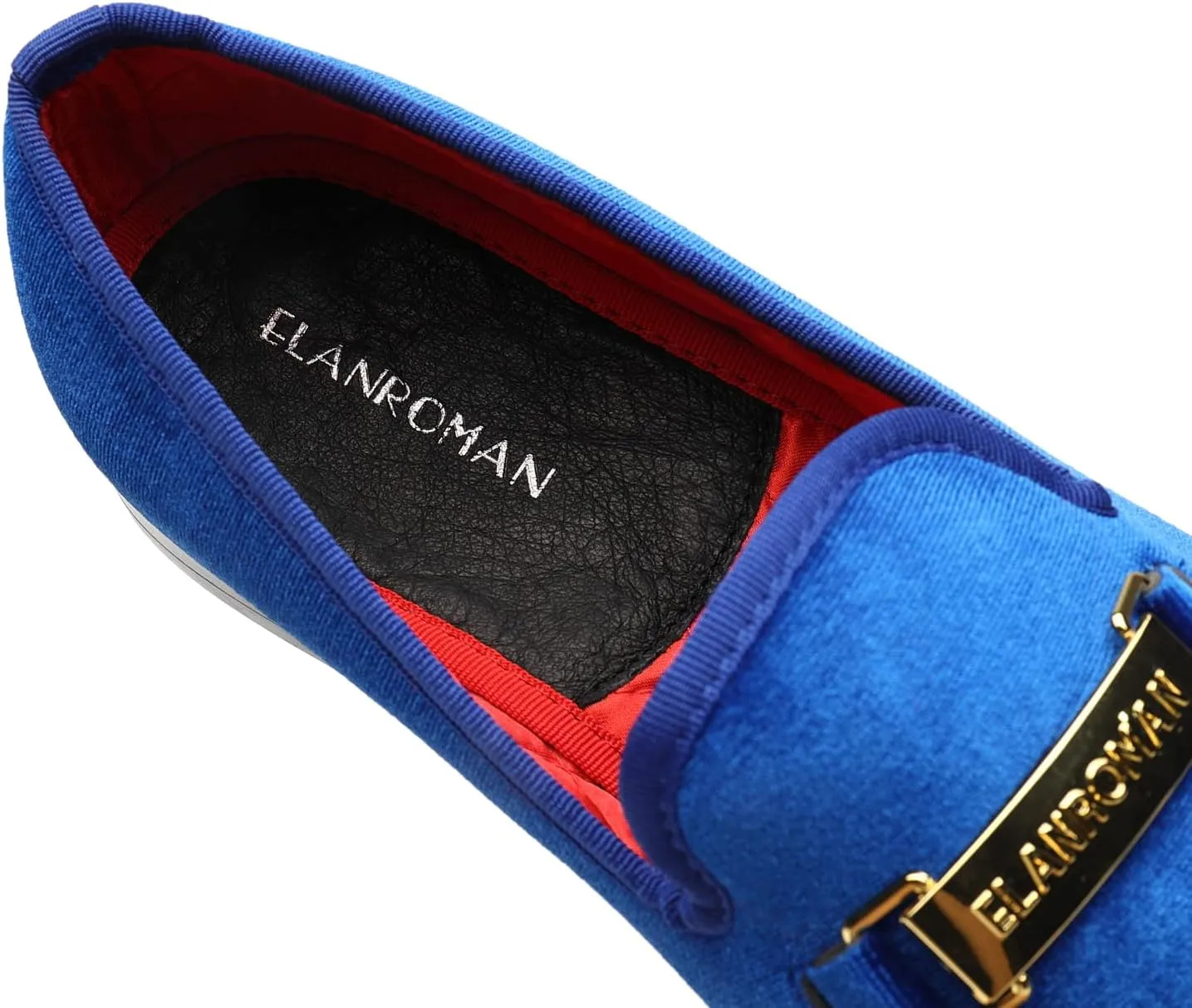 ELANROMAN Men's Loafers Gold Buckle Fashion Handmade Wedding Party Prom Shoes