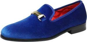 ELANROMAN Men's Loafers Gold Buckle Fashion Handmade Wedding Party Prom Shoes