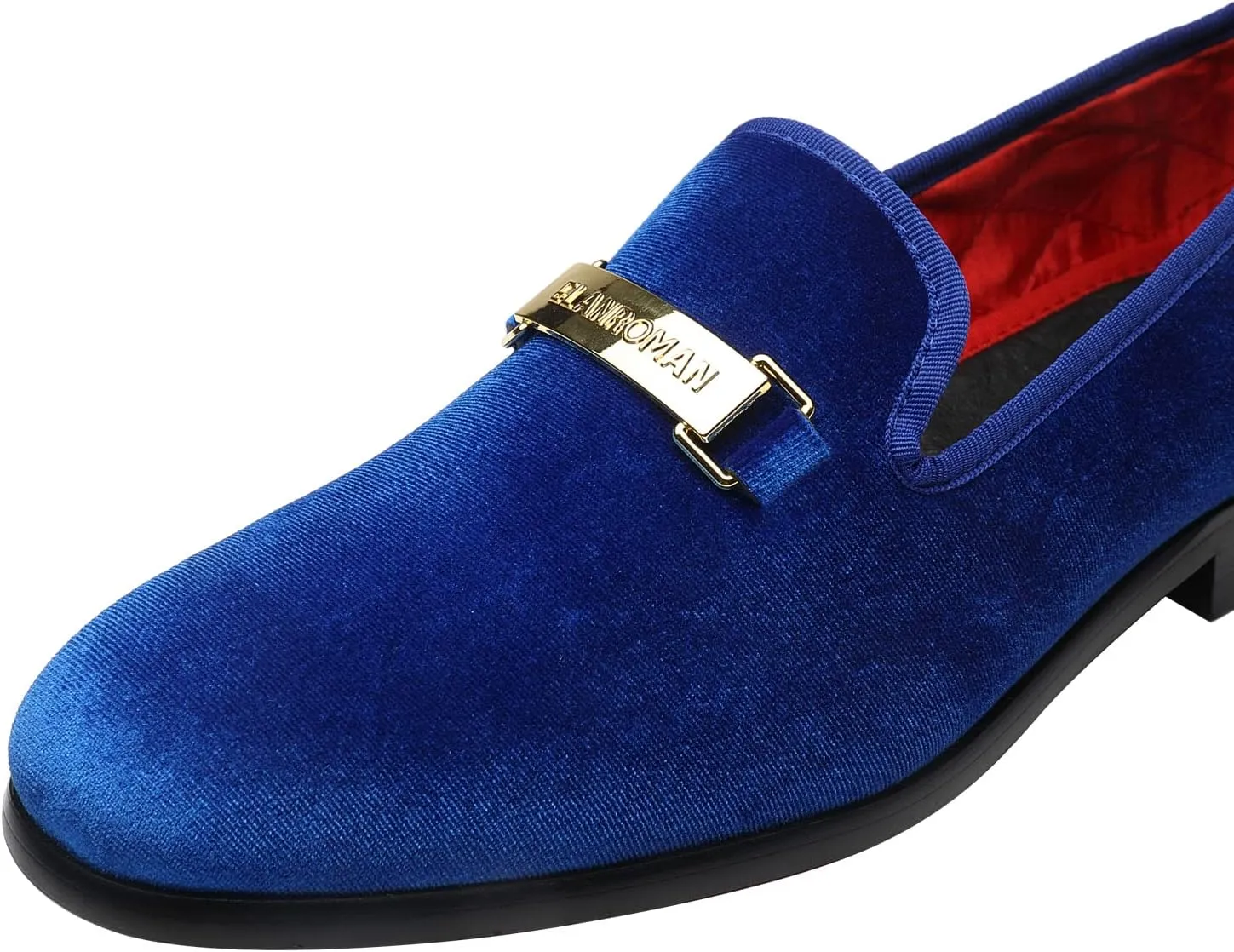 ELANROMAN Men's Loafers Gold Buckle Fashion Handmade Wedding Party Prom Shoes