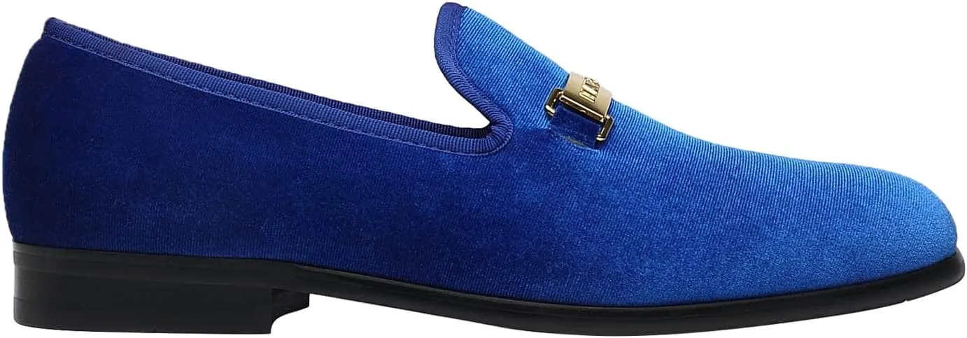 ELANROMAN Men's Loafers Gold Buckle Fashion Handmade Wedding Party Prom Shoes