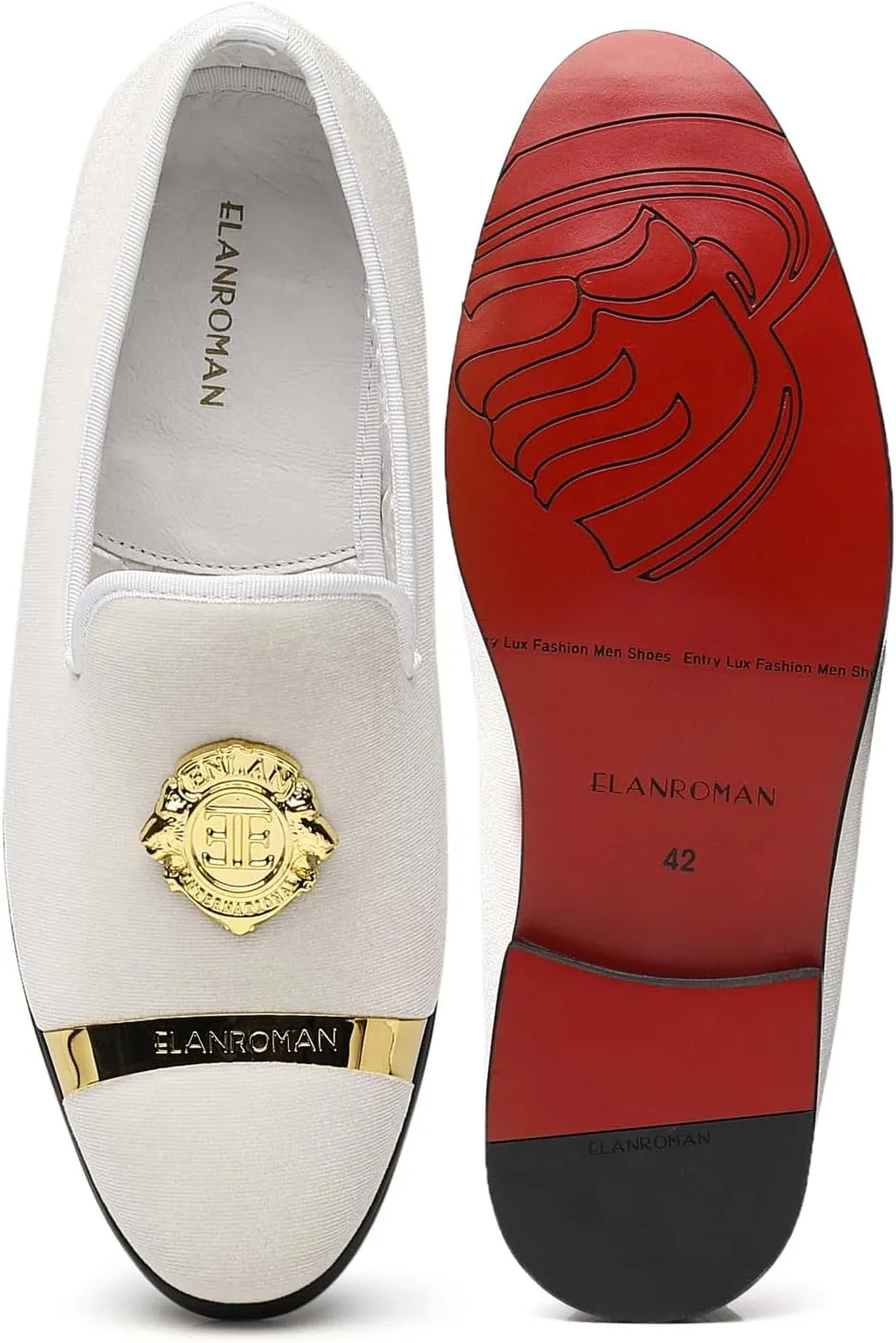 ELANROMAN Men's Velvet Loafers Dress Fashion Wedding Party Prom Shoes