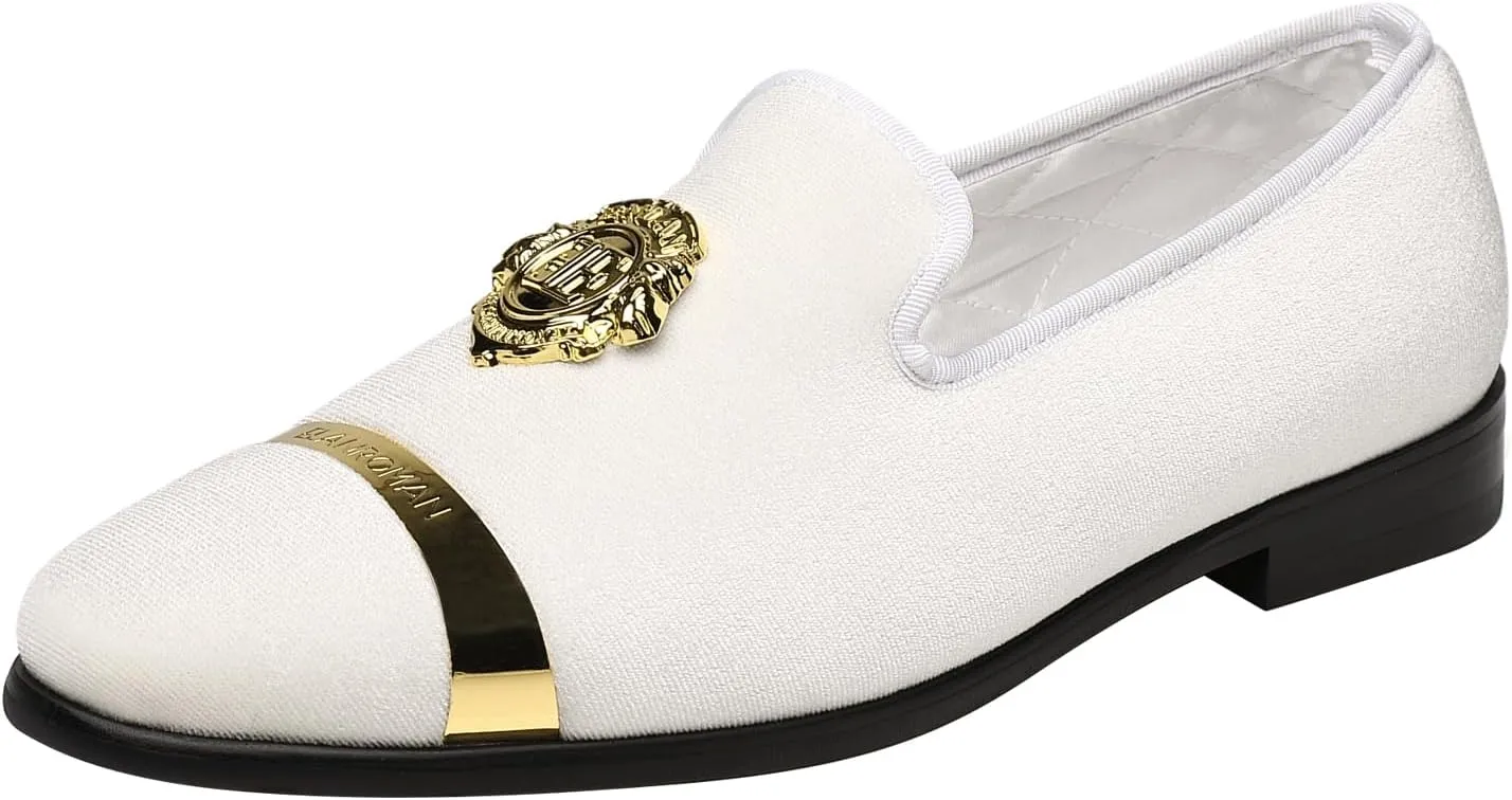 ELANROMAN Men's Velvet Loafers Dress Fashion Wedding Party Prom Shoes
