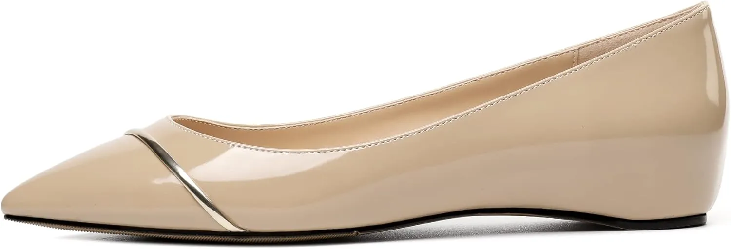 Eldof Flats Shoes Women Comfortable Pointed Toe Slip On Loafer Flats Pumps for Office Casual Dressy