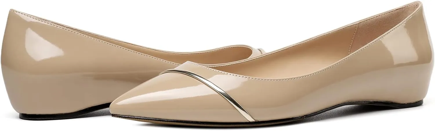 Eldof Flats Shoes Women Comfortable Pointed Toe Slip On Loafer Flats Pumps for Office Casual Dressy