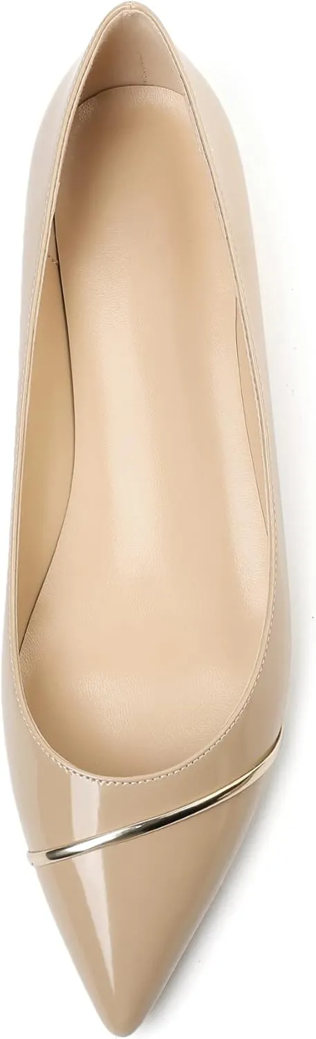 Eldof Flats Shoes Women Comfortable Pointed Toe Slip On Loafer Flats Pumps for Office Casual Dressy