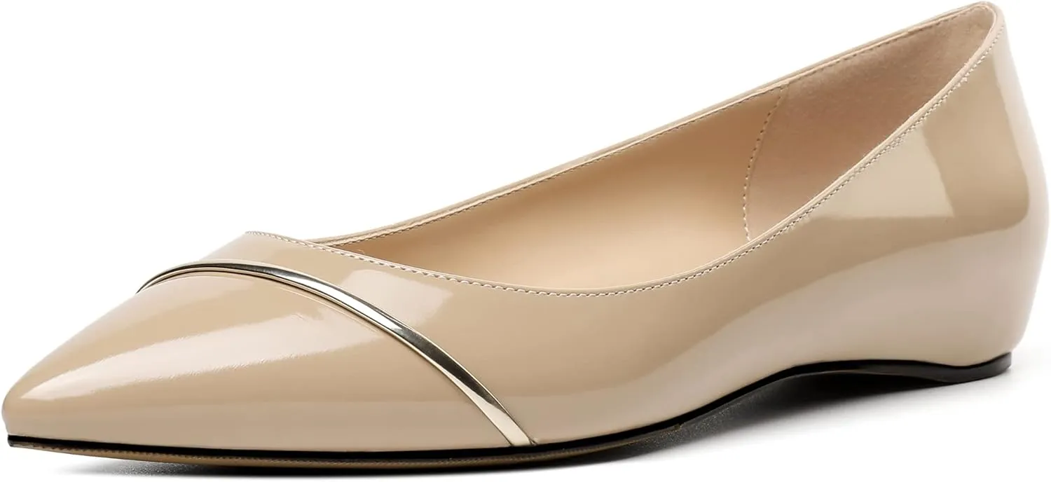 Eldof Flats Shoes Women Comfortable Pointed Toe Slip On Loafer Flats Pumps for Office Casual Dressy