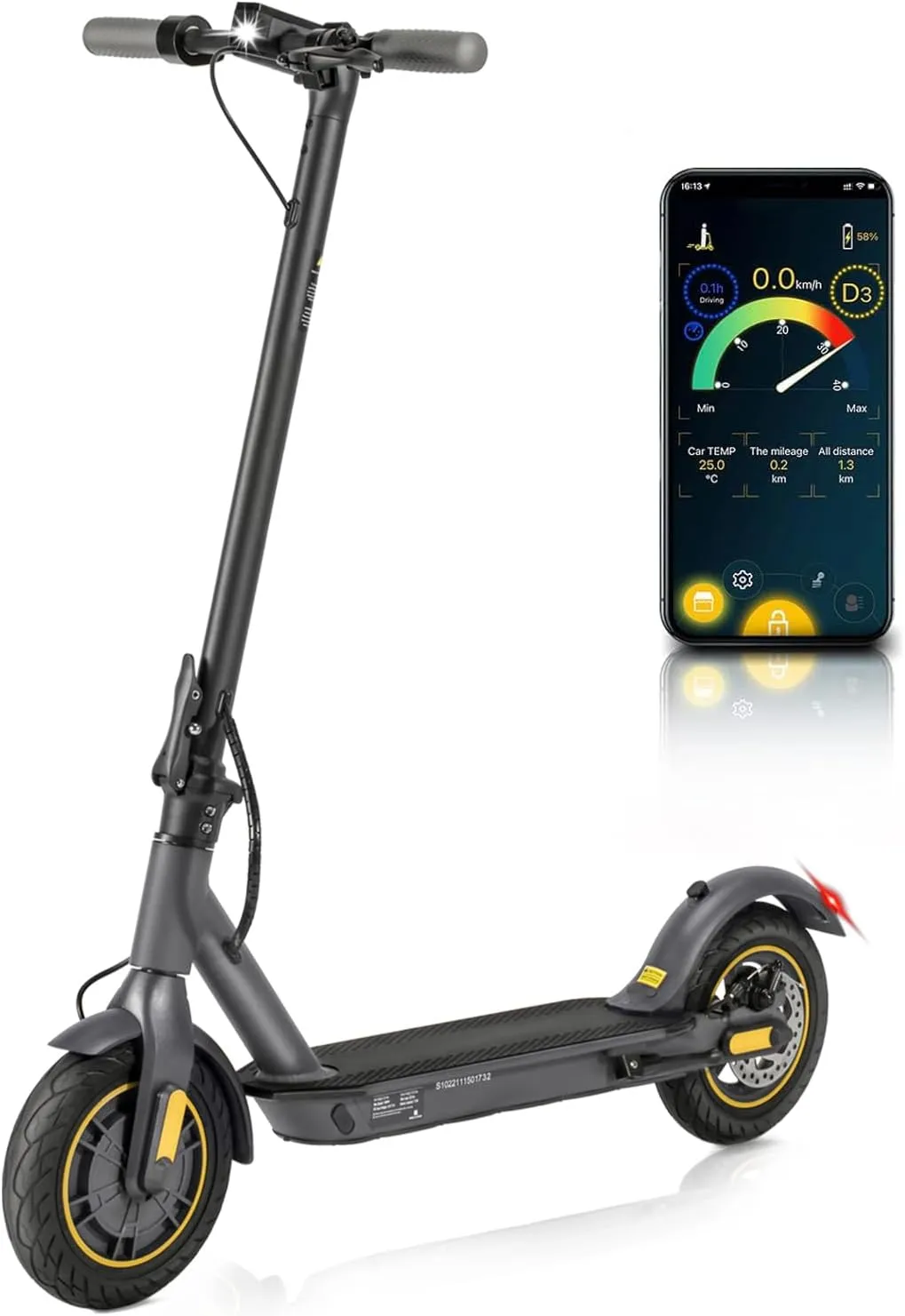Electric Scooter - 600W/1000W Motor, 10" Solid Tires, 25-40 Miles Range, 19-28 Mph Portable Foldable Commuting Scooter for Adults with Double Braking System and App