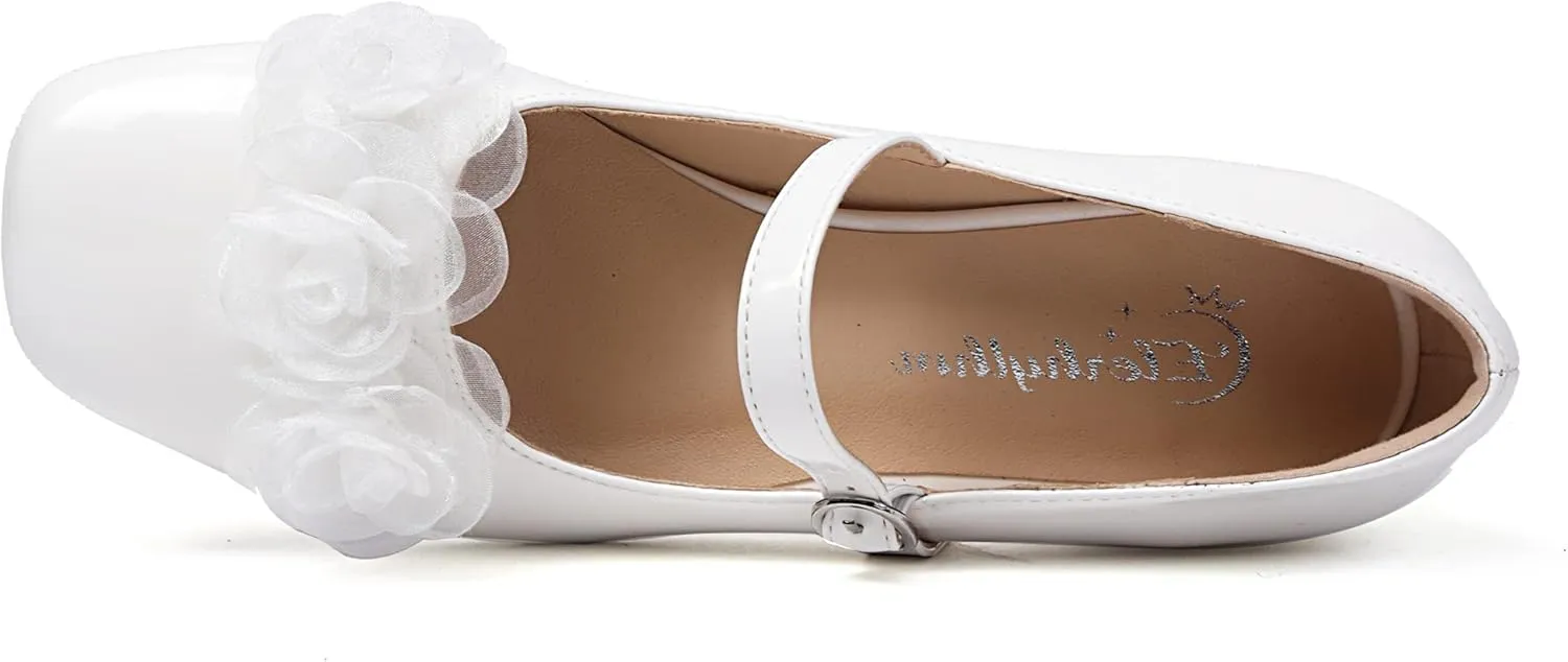 Elerhythm Women's Mary Jane Square Closed Toe Casual with Double Ankle Strap Dressy Flats Chunky Block Low Heel Elegantes Comfortable Soft Cute Shoes