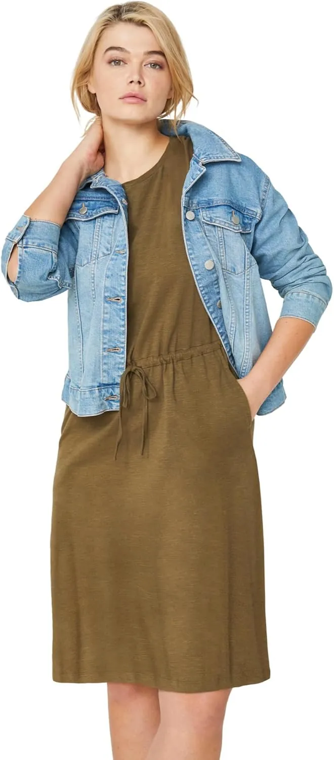 ellos Plus Size Knit Drawstring Dress