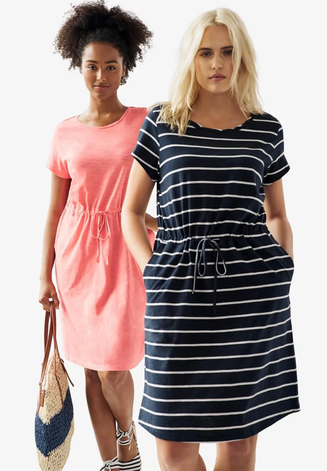 ellos Plus Size Knit Drawstring Dress