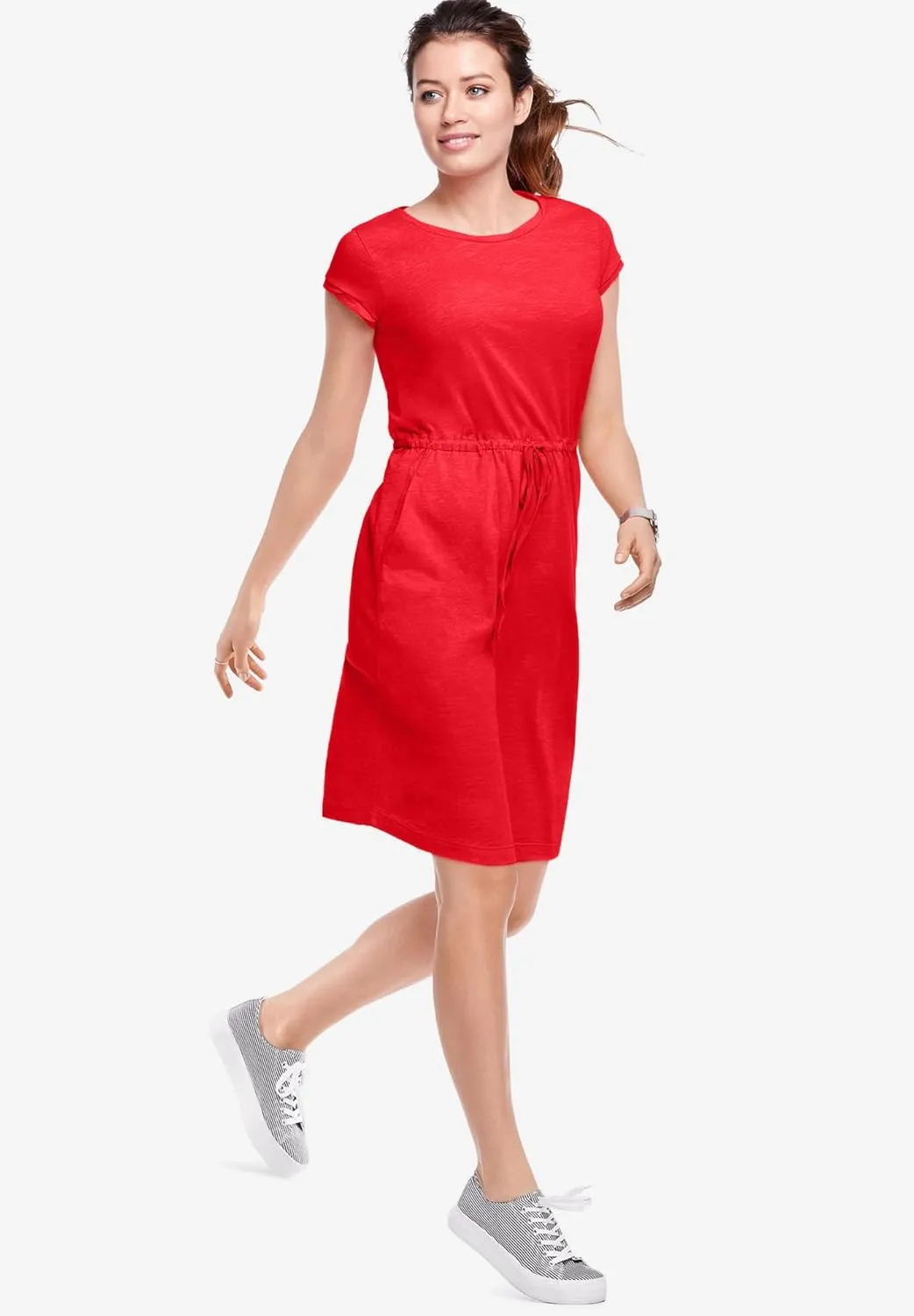 ellos Plus Size Knit Drawstring Dress