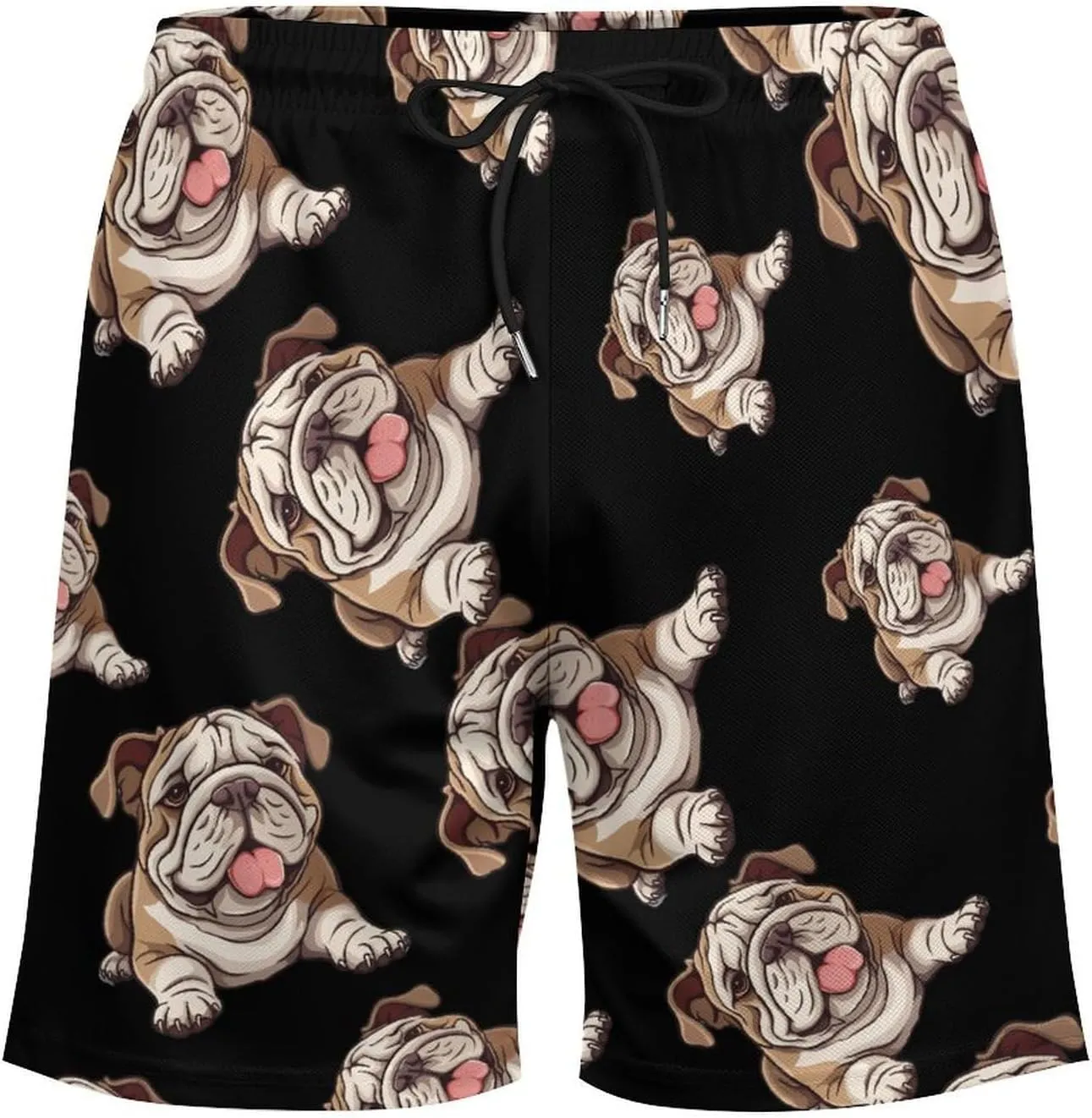 English Bulldog Men's Swim Trunks Quick Dry Board Shorts Swimwear Beach Shorts with Compression Liner