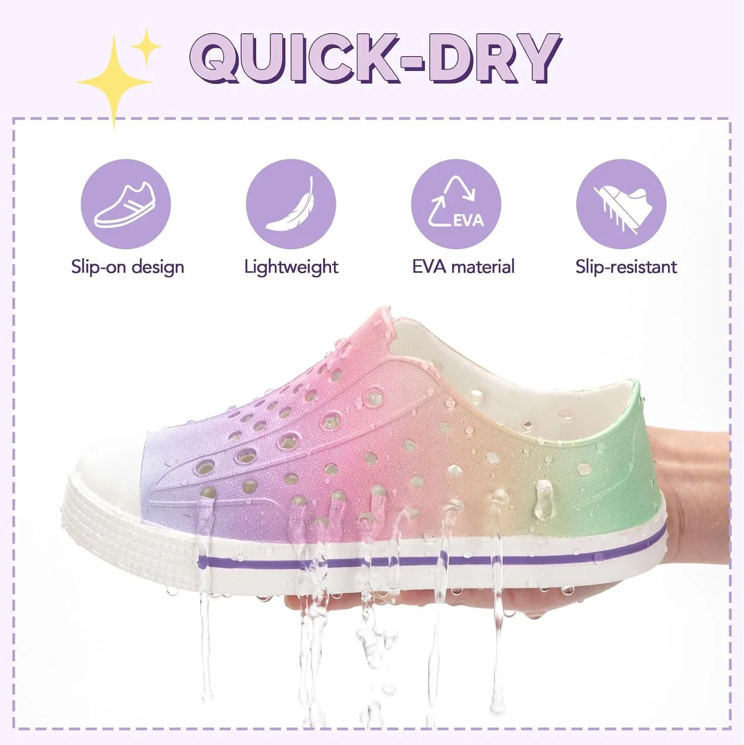 EUXTERPA Toddler Water Shoes for Kids Boys Girls Summer Lightweight Slip On Sandals Children Breathable Quick Dry Pool Beach Sneakers