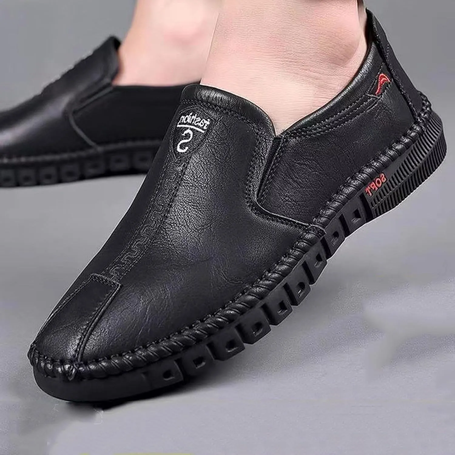 Fashion Sneakers Casual Shoe for Men Men's Fashionable Flat Soled Business Leather Soft Soled Slip On Casual Shoes