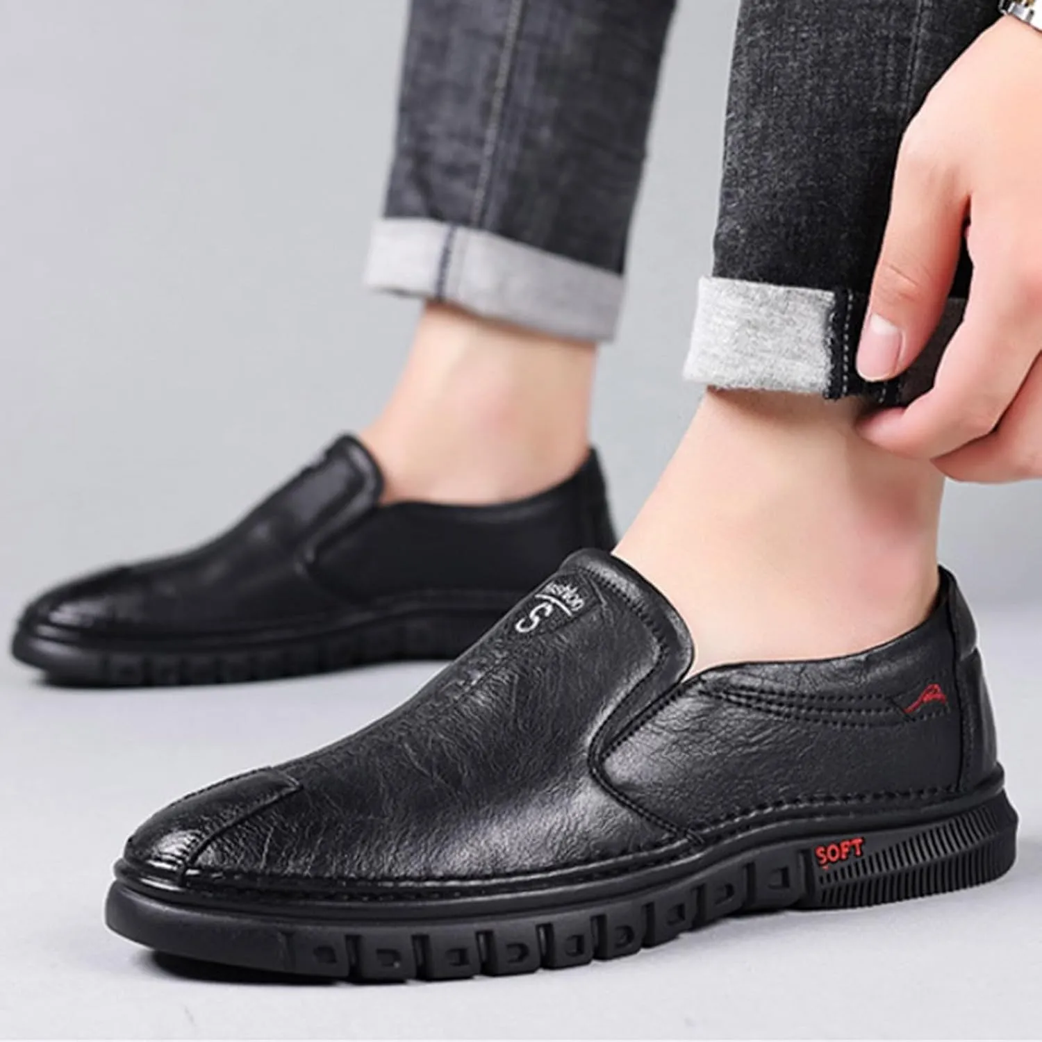 Fashion Sneakers Casual Shoe for Men Men's Fashionable Flat Soled Business Leather Soft Soled Slip On Casual Shoes