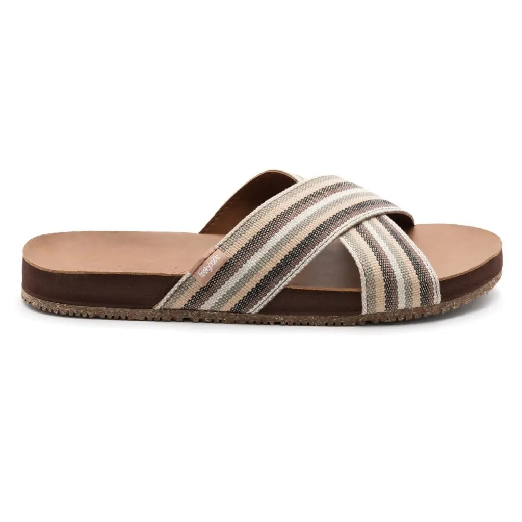 Feelgoodz Women's Zensole Cascades Natural Rubber Strap Slide Sandals (Sandbar, Size 10)