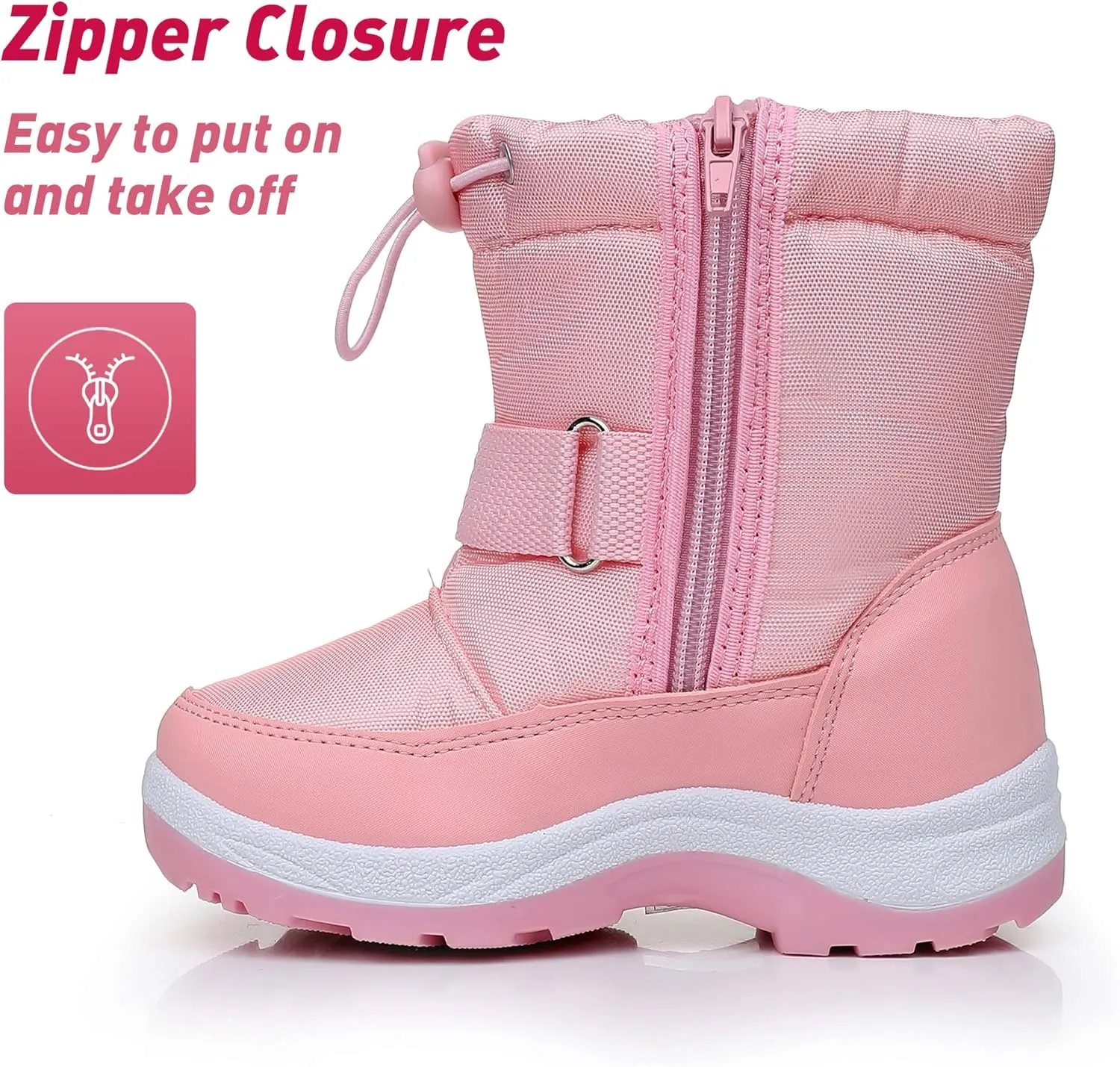 Felabo Toddler Snow Boots for Boys Girls Water Resistant Warm Winter Boots with Non Slip Sole Easy On Side Zipper Closure (Toddler/Little Kid)