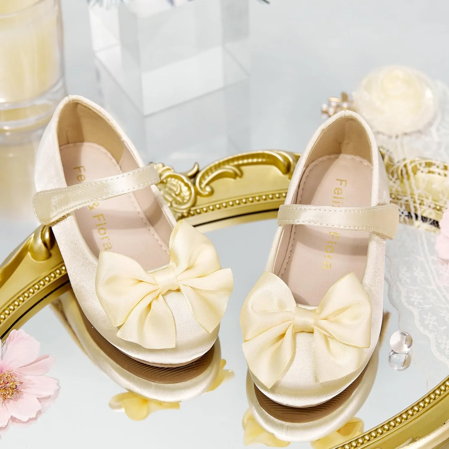 Felix & Flora Toddler Flower Girl Dress Shoes - Girl Ballet Flats Party School Shoes Wedding