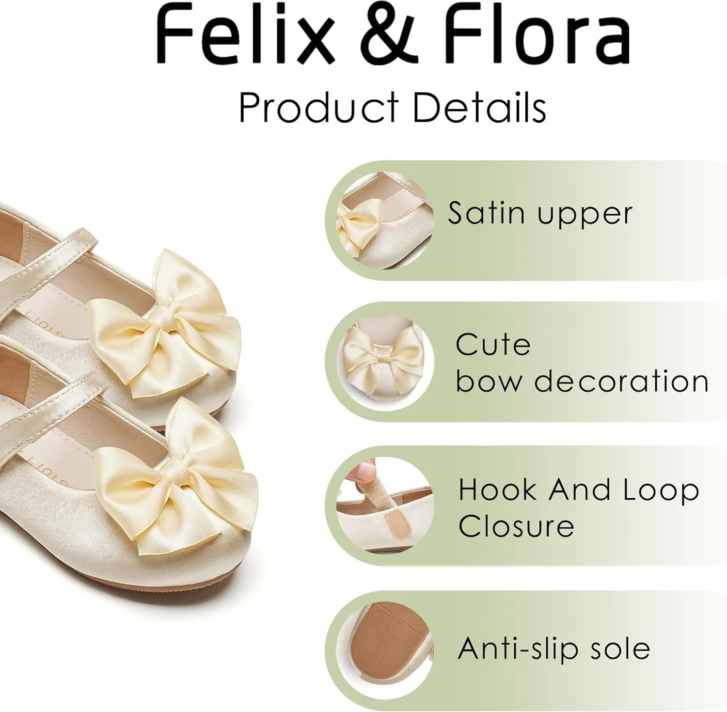Felix & Flora Toddler Flower Girl Dress Shoes - Girl Ballet Flats Party School Shoes Wedding