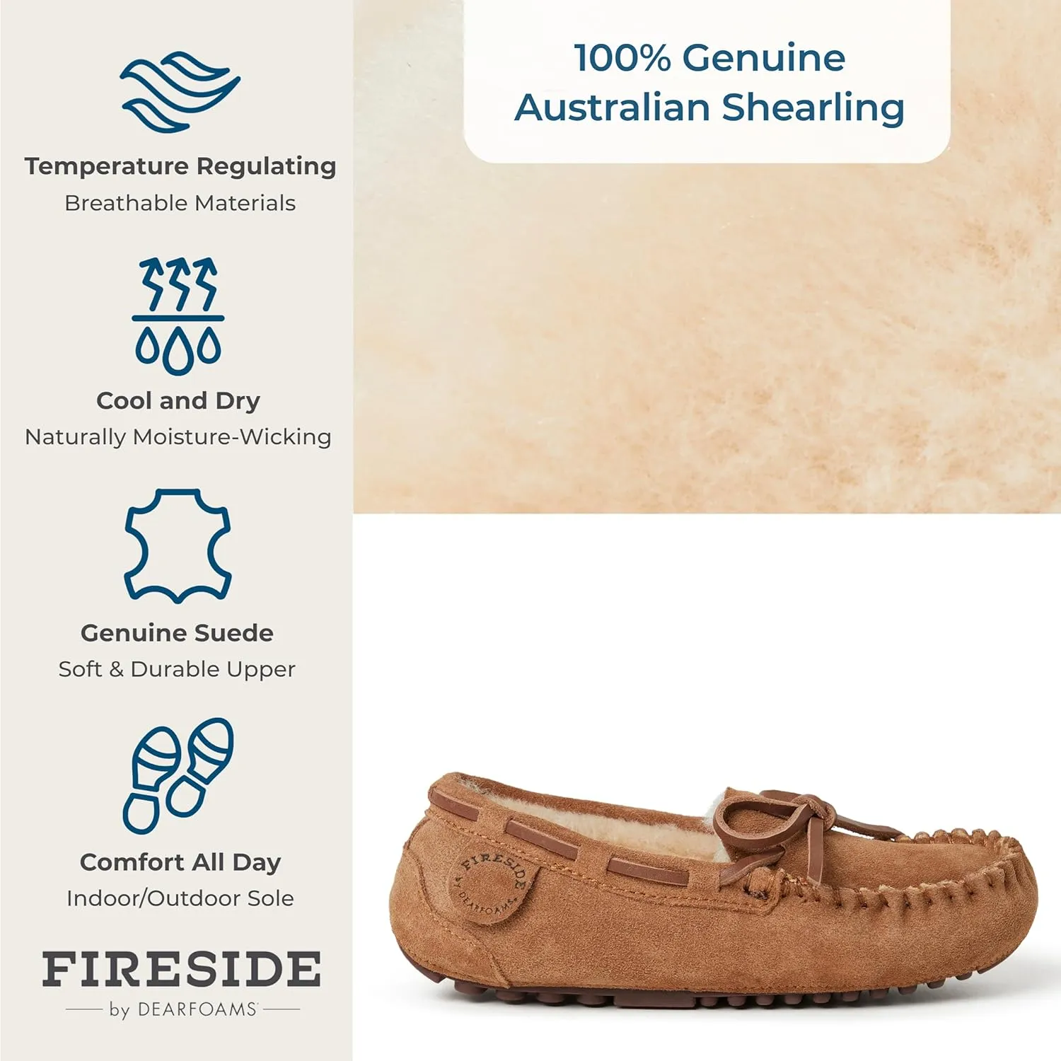Fireside by Dearfoams Unisex-Child Parker Shearling Indoor and Outdoor Moccasin Slipper
