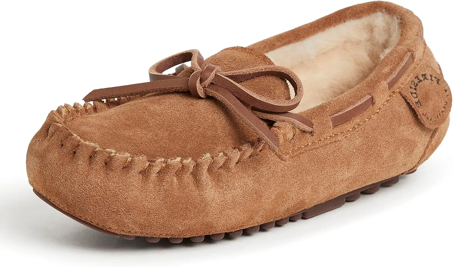 Fireside by Dearfoams Unisex-Child Parker Shearling Indoor and Outdoor Moccasin Slipper