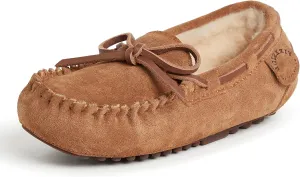 Fireside by Dearfoams Unisex-Child Parker Shearling Indoor and Outdoor Moccasin Slipper