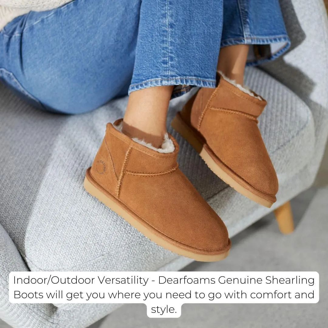Fireside by Dearfoams Women's Riverland Shearling Fur Lined Mini Ankle Boot with Platform Slipper