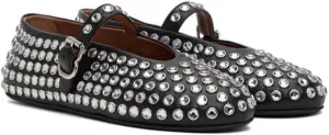Fishnet Buckle Strap Mesh Ballet Flats Rhinestone Rivet Buckled Strap Mary Jane Shoes Round Toe Studded Slip On Flats Metallic Paillette Colors Dress Ballerinas Flats Low Heels Soft Shoes