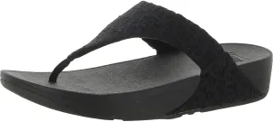 FitFlop FZ4231-045 LULU GEO-Webbing Toe-Post Sandals Black Mix US06.5