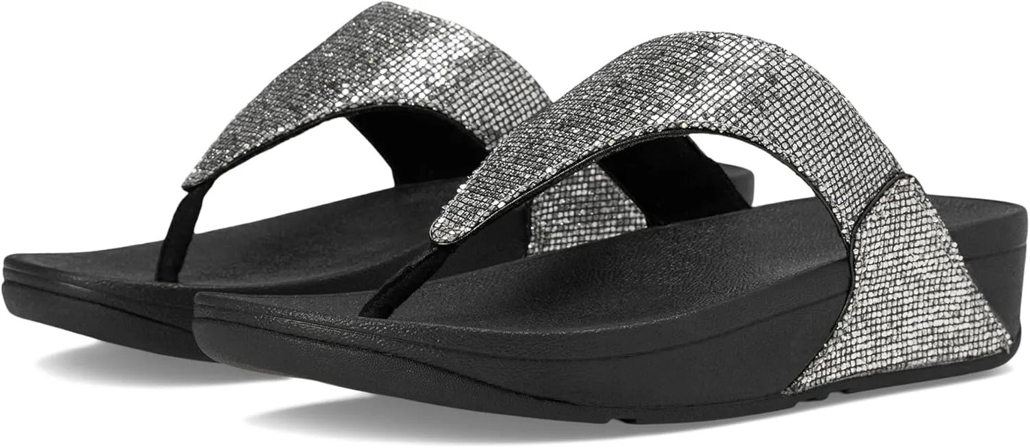 FitFlop Lulu Metallic Deep Teal Glitterball Toe-Post Sandals
