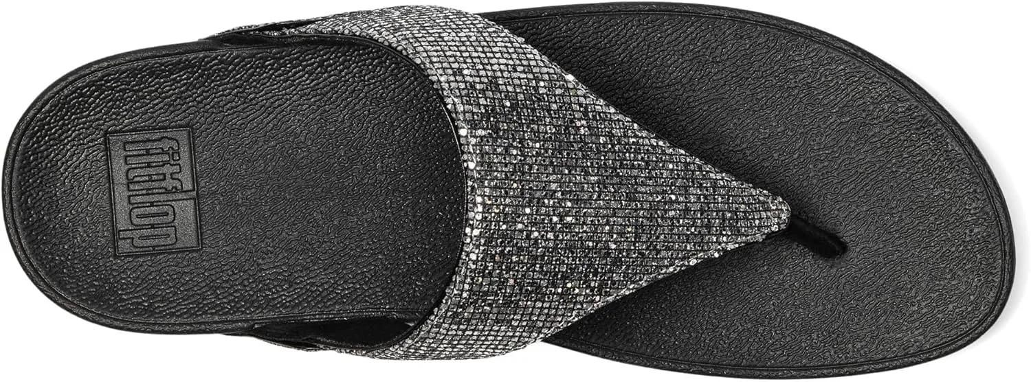 FitFlop Lulu Metallic Deep Teal Glitterball Toe-Post Sandals