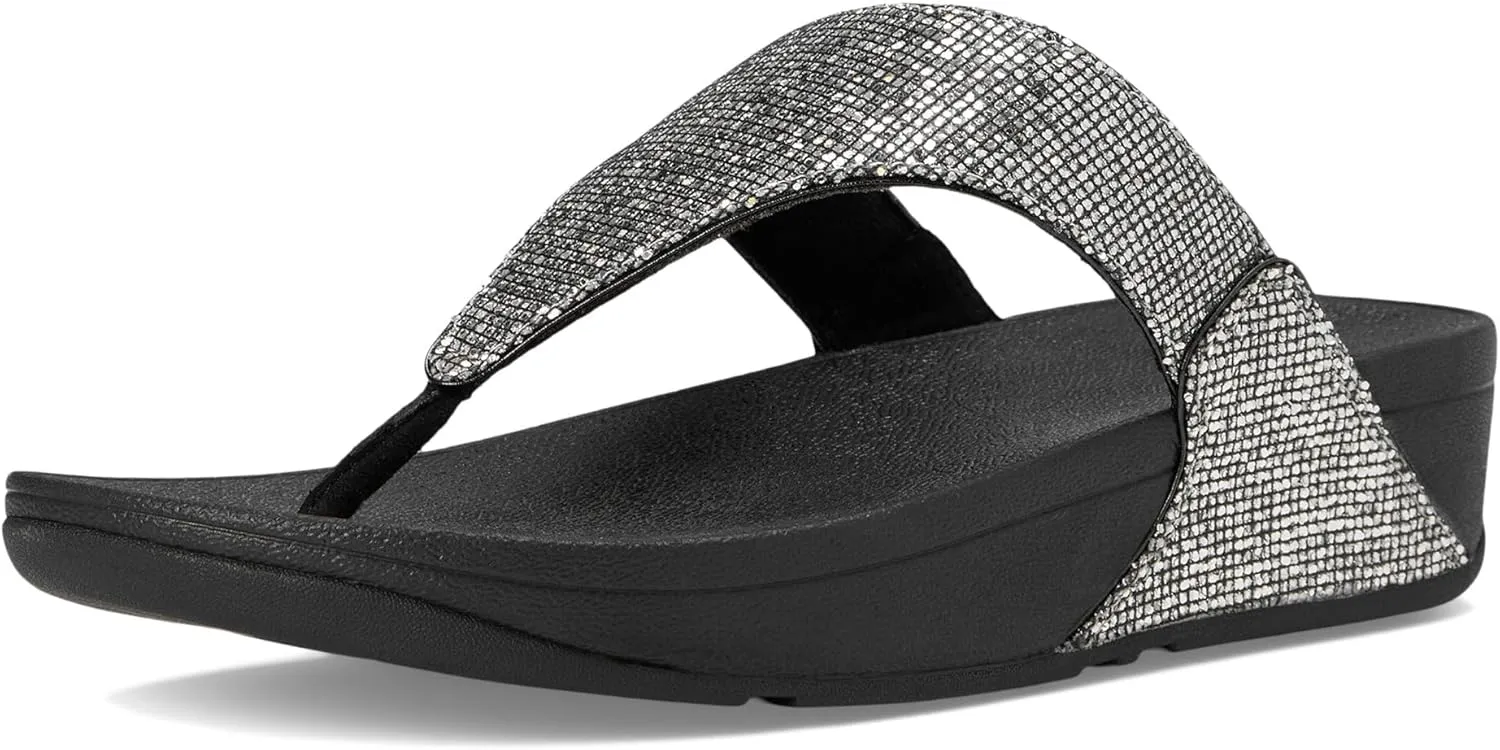 FitFlop Lulu Metallic Deep Teal Glitterball Toe-Post Sandals