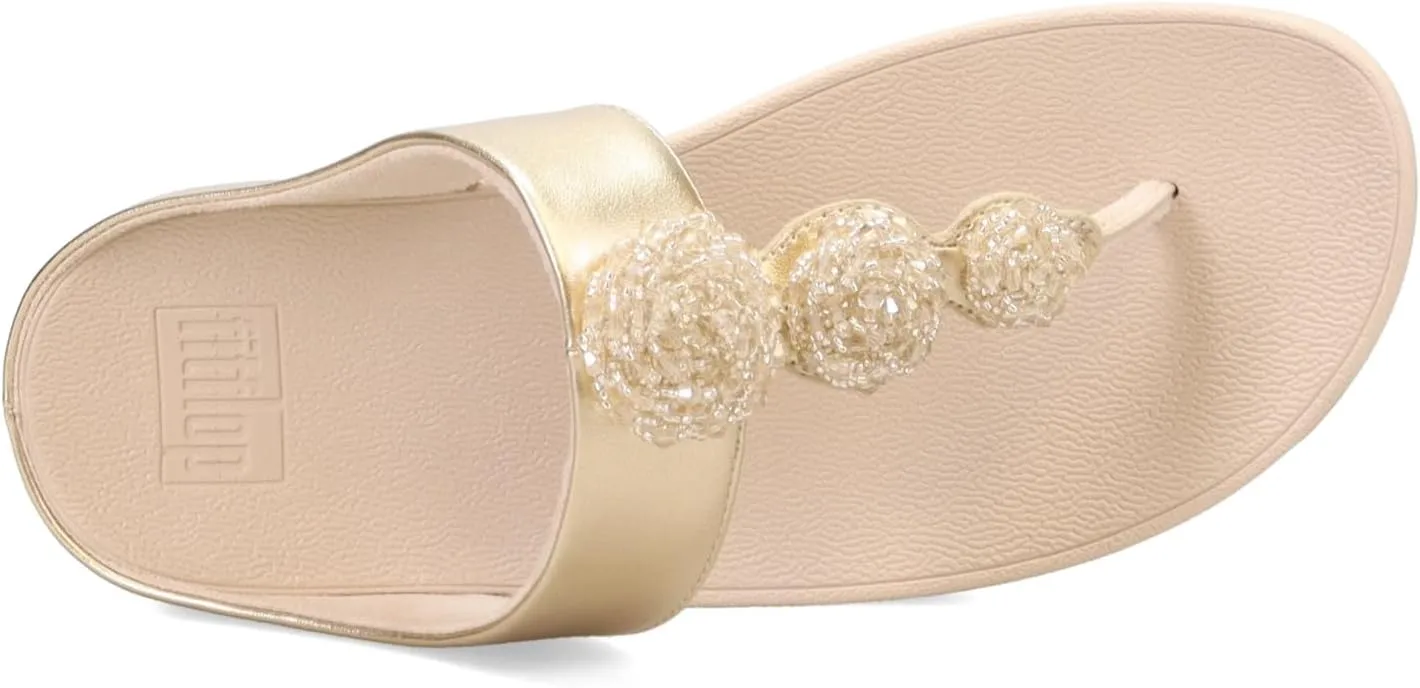 FitFlop Women's Fino Beadie-Button Metallic Toe-Post Sandals Wedge