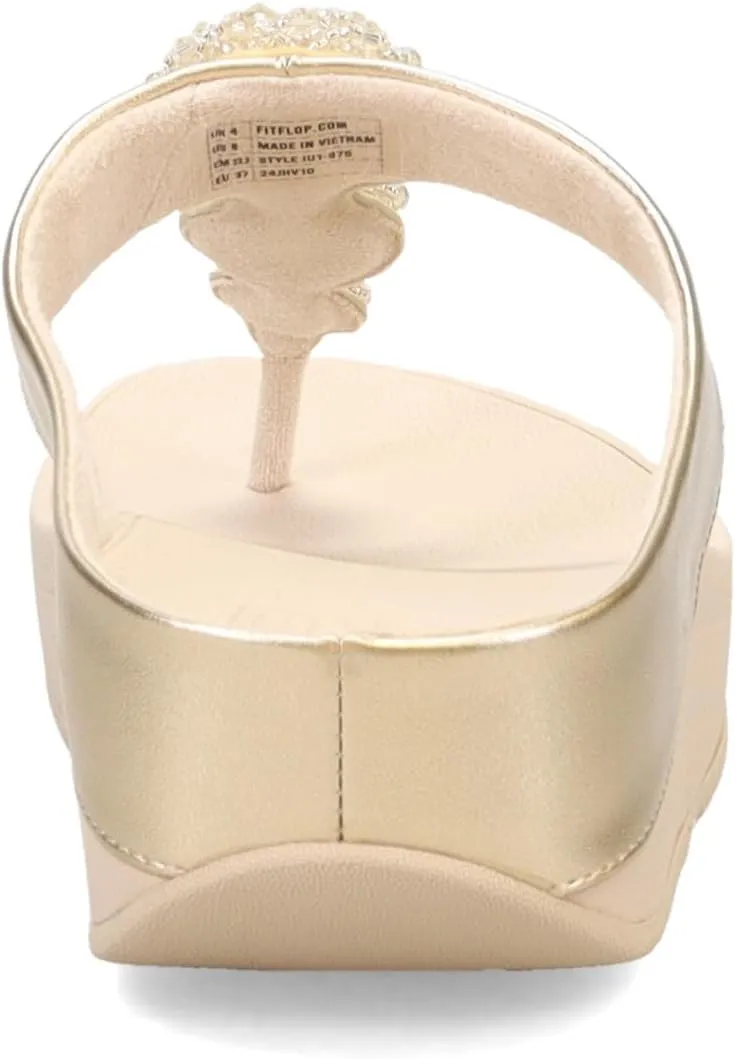 FitFlop Women's Fino Beadie-Button Metallic Toe-Post Sandals Wedge