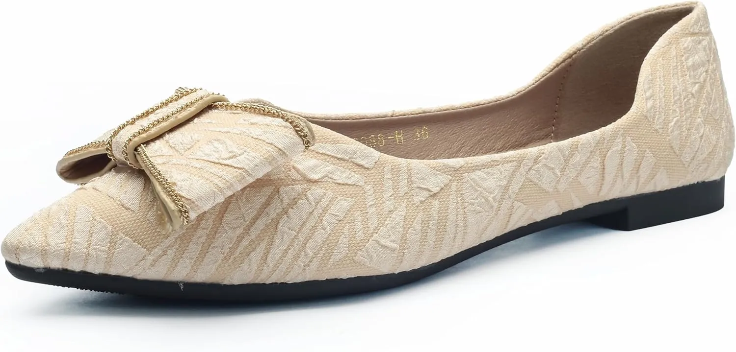 Flats for Womens Pointed Toe Ballet Flats, Bowknot Ballet Flats, Comfort Pointed Toe Dress Shoes