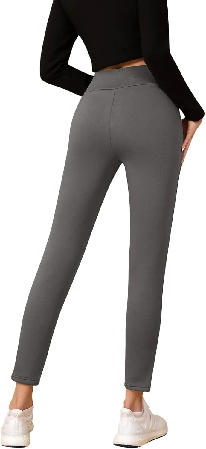 Fleece Lined Leggings Women Warm Winter High Waist Tights Stretchy Soft Thermal Sherpa Pants