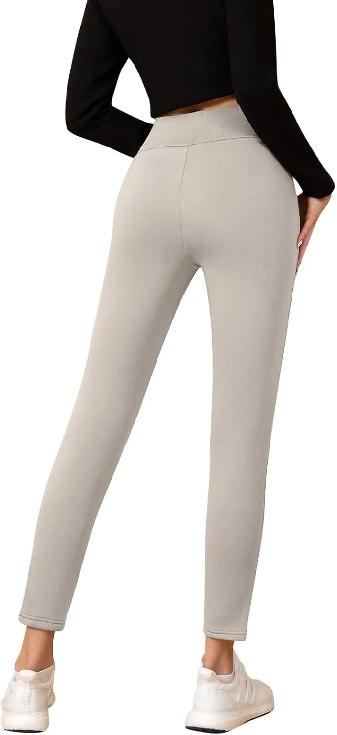 Fleece Lined Leggings Women Warm Winter High Waist Tights Stretchy Soft Thermal Sherpa Pants