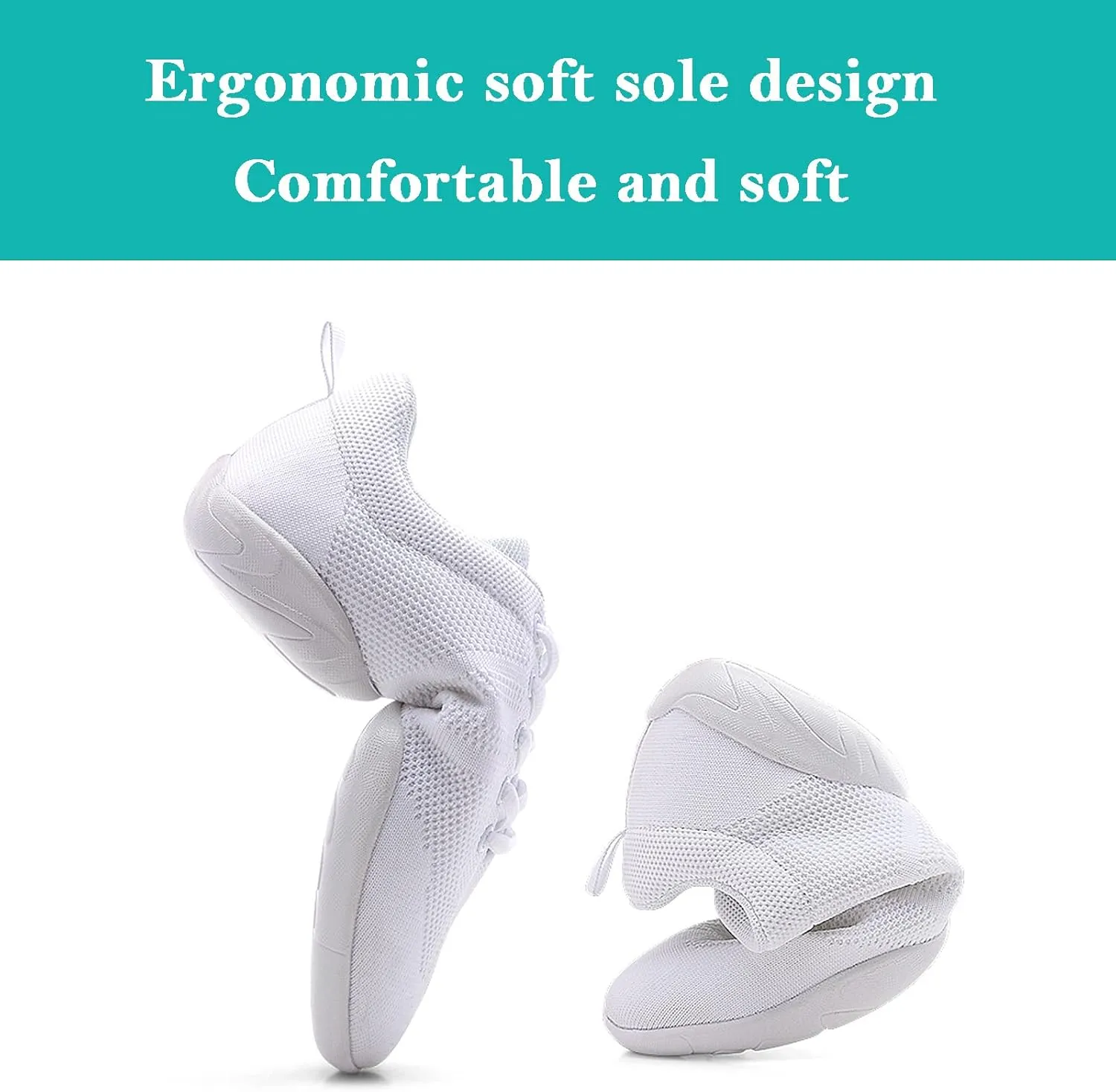 FLIOZY Womens Cheer Dance Shoes Girls White Cheerleading Competition Sports Shoes Athletic Walking Sneakers
