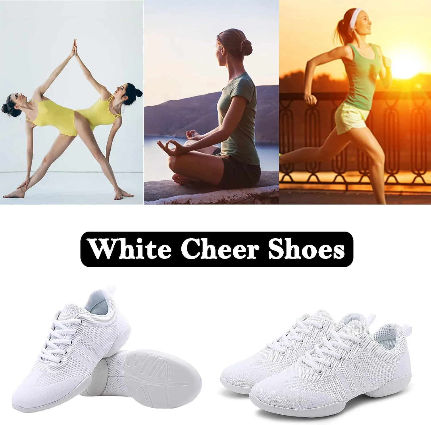 FLIOZY Womens Cheer Dance Shoes Girls White Cheerleading Competition Sports Shoes Athletic Walking Sneakers