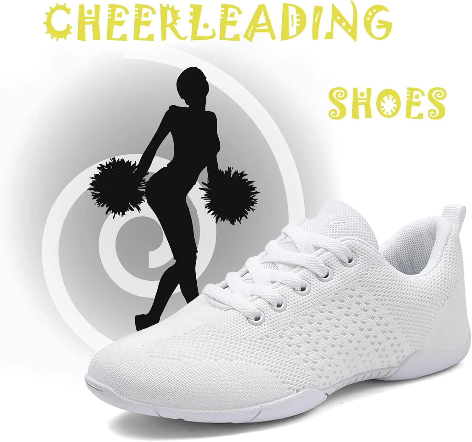 FLIOZY Womens Cheer Dance Shoes Girls White Cheerleading Competition Sports Shoes Athletic Walking Sneakers