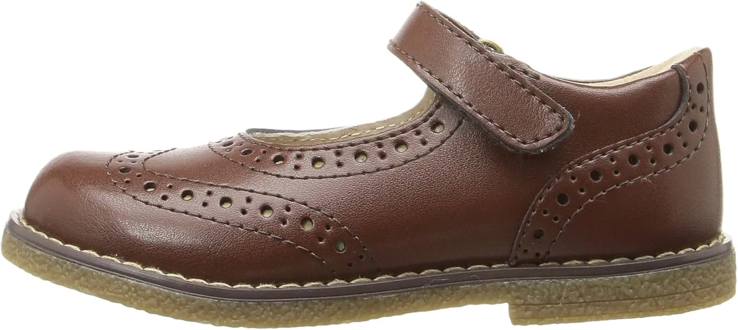 FOOTMATES Lydia Leather Mary Jane Girls Party Dress Flats Shoes with Custom-Fit Insoles, Slip-Resistant Non-Marking Outsoles - for Toddlers and Little Kids, Ages 1-8
