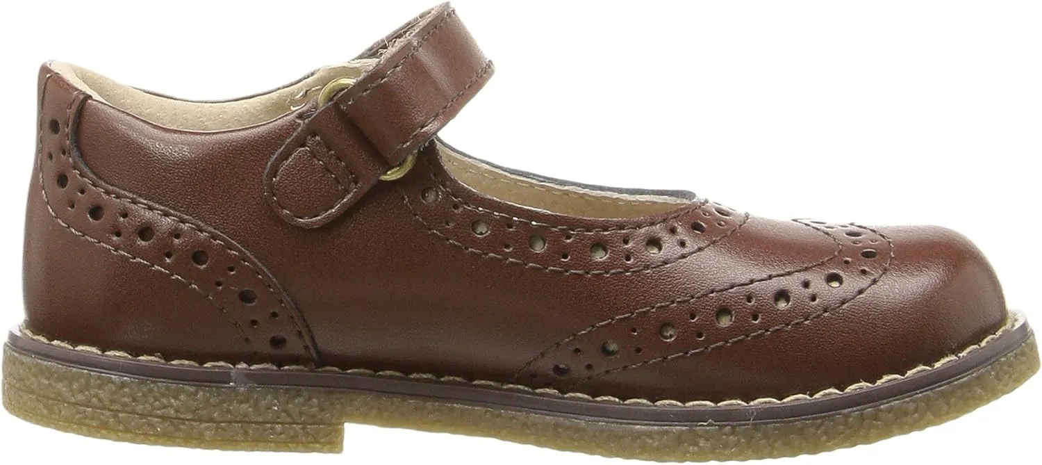 FOOTMATES Lydia Leather Mary Jane Girls Party Dress Flats Shoes with Custom-Fit Insoles, Slip-Resistant Non-Marking Outsoles - for Toddlers and Little Kids, Ages 1-8