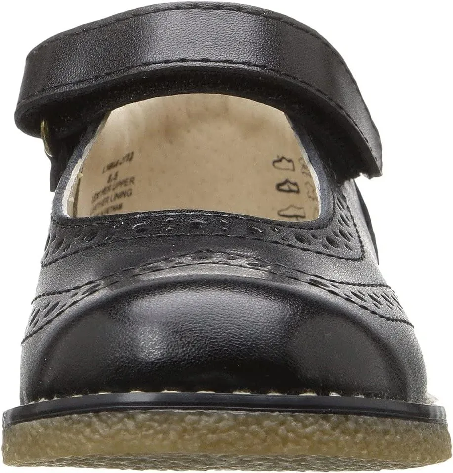 FOOTMATES Lydia Leather Mary Jane Girls Party Dress Flats Shoes with Custom-Fit Insoles, Slip-Resistant Non-Marking Outsoles - for Toddlers and Little Kids, Ages 1-8