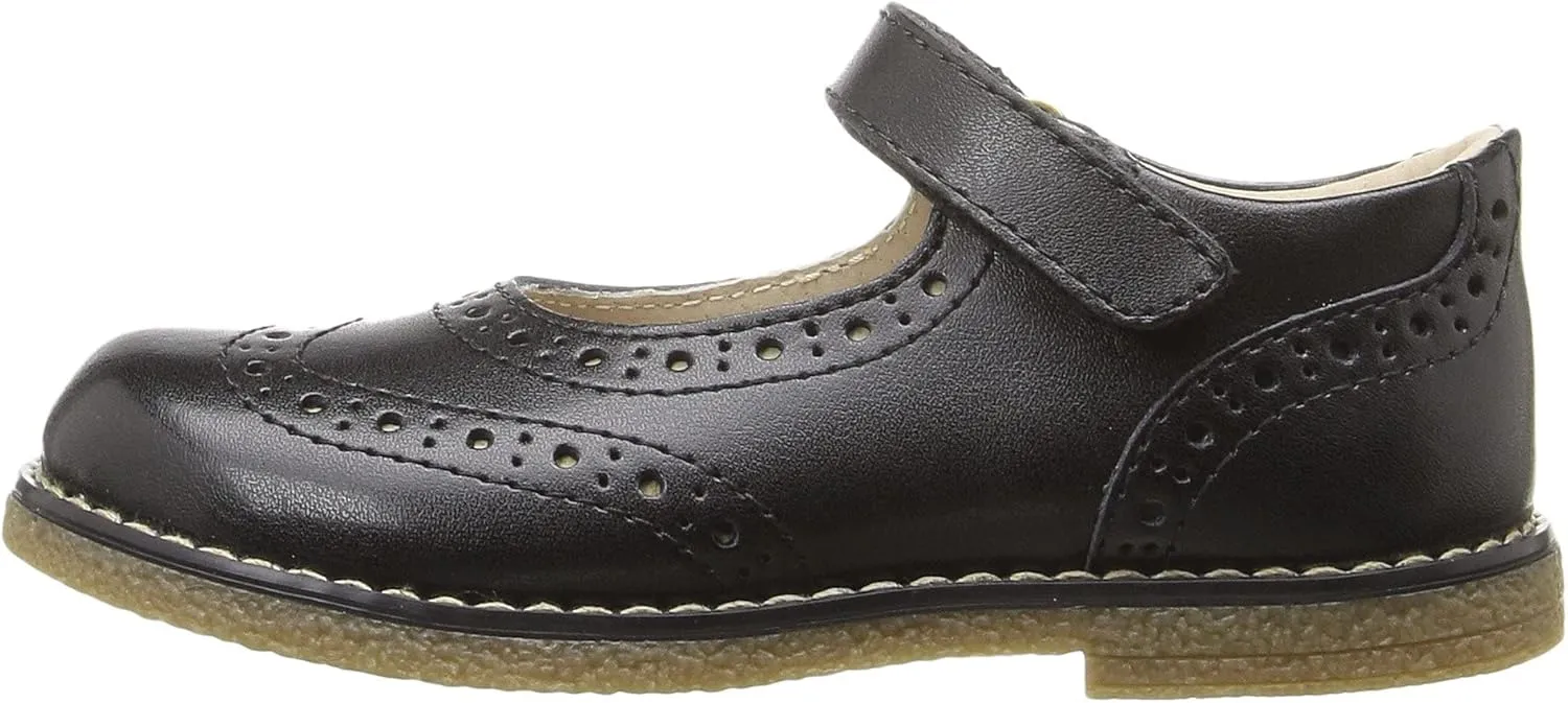 FOOTMATES Lydia Leather Mary Jane Girls Party Dress Flats Shoes with Custom-Fit Insoles, Slip-Resistant Non-Marking Outsoles - for Toddlers and Little Kids, Ages 1-8