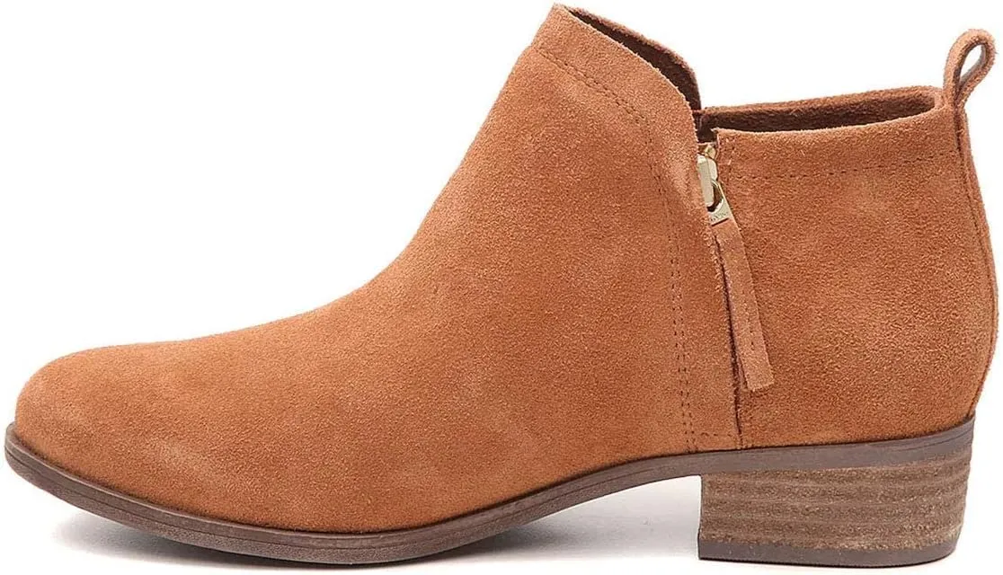 FOWT Fashion Patchwork Ankle Boots for Women Low Stacked Chunky Heels Booties Closed Round Toe Slip on Ankle Wrap Booties Two Toned Style Printed Flats with Side Zippers Size 4-16 US