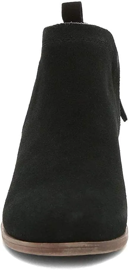 FOWT Fashion Patchwork Ankle Boots for Women Low Stacked Chunky Heels Booties Closed Round Toe Slip on Ankle Wrap Booties Two Toned Style Printed Flats with Side Zippers Size 4-16 US