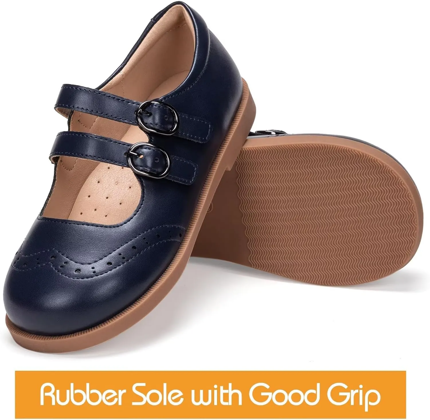 Frank Mully Girls Flats Mary Jane Shoes Round Toe Dress Shoes School Oxford Flats for Toddler/Little Kid